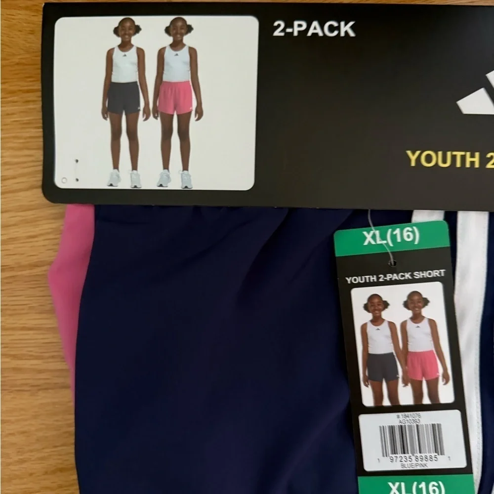 adidas Kids Shorts 2-Pack - Navy and Pink